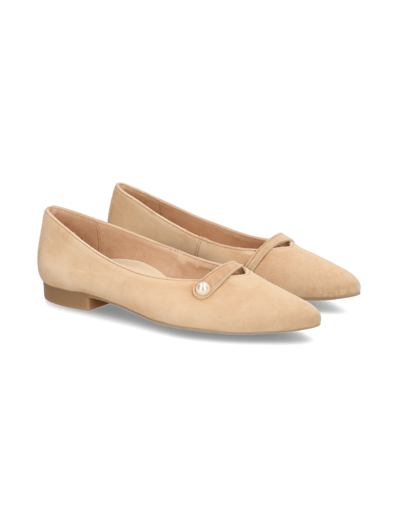 PAUL-GREEN-Veloursleder-Ballerina-beige