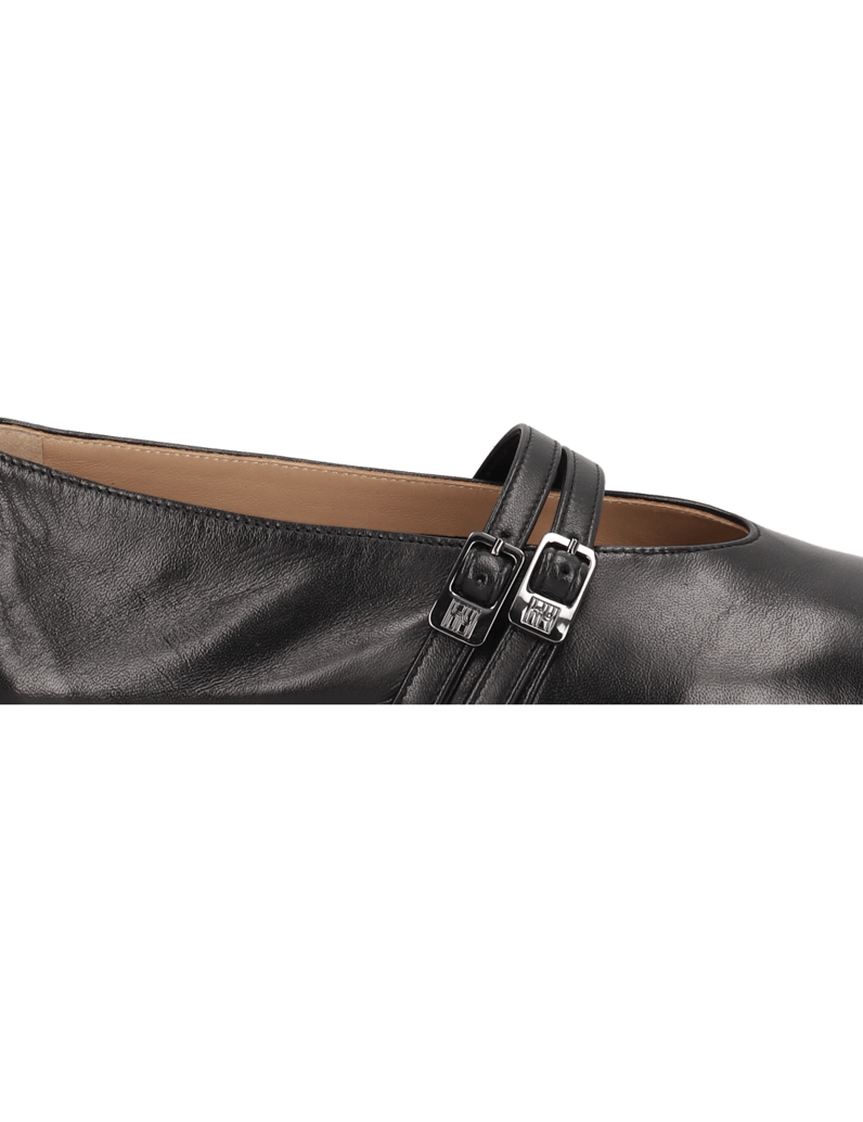 Högl-hladká-kůže-baleríny-černá