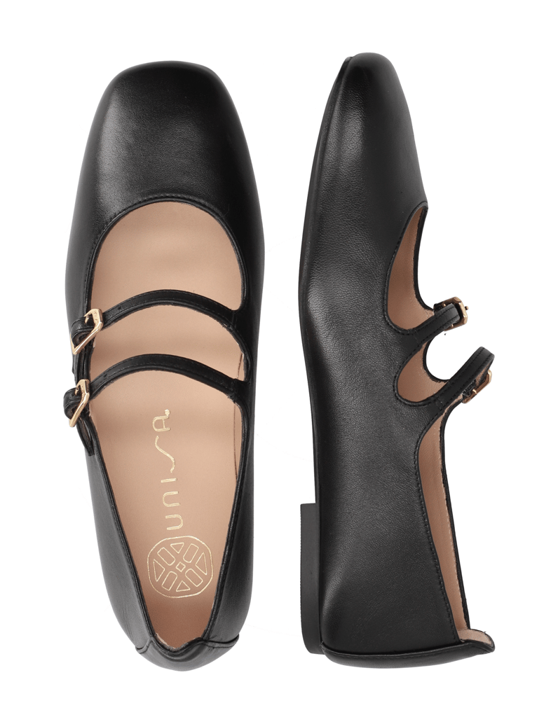 Unisa-Glattleder-Ballerina-schwarz
