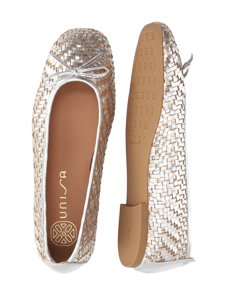 Unisa-hladká-koža-baleríny-strieborná