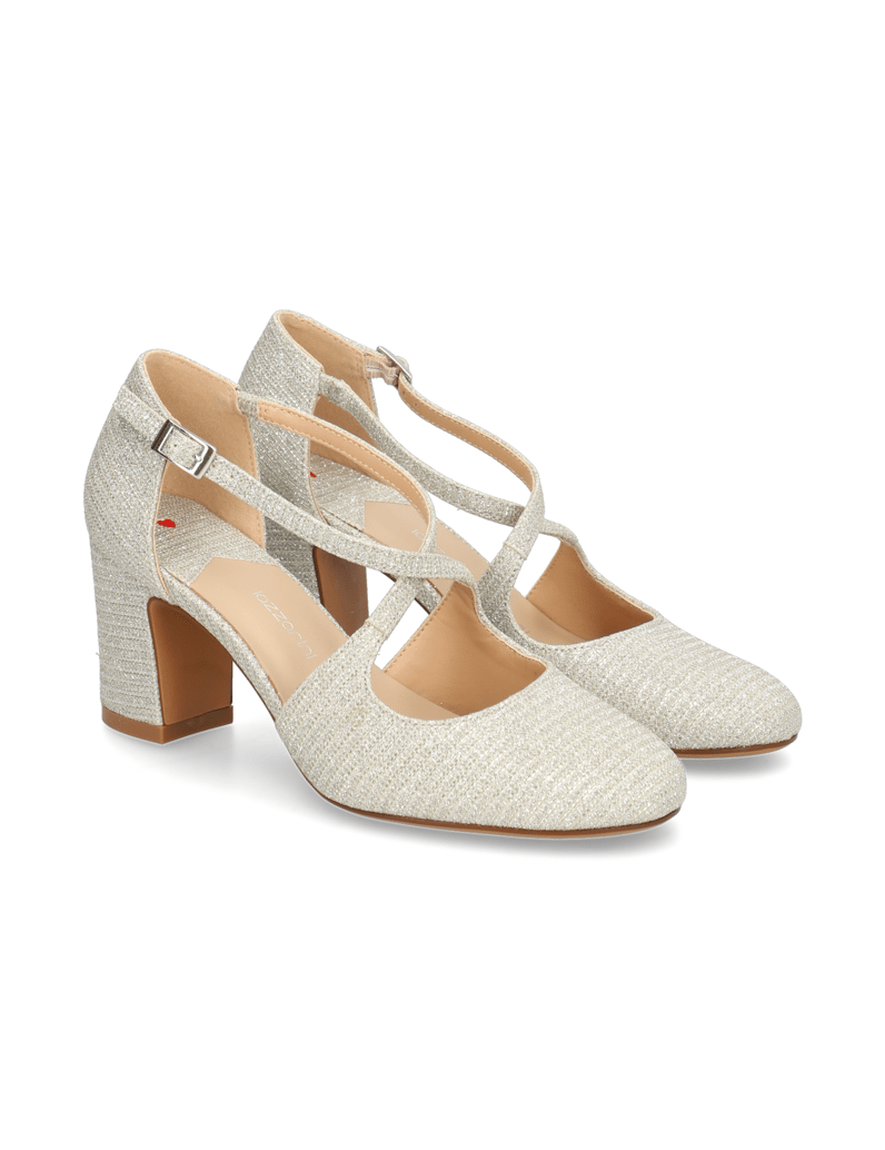 Lazzarini-Textil-Pumps-zlatá