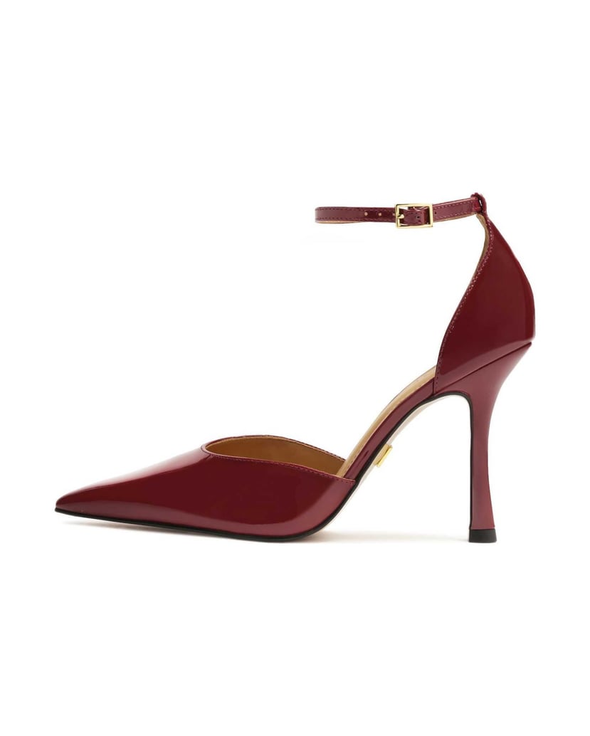 Kazar-Kastanienbraune-halboffene-Pumps-aus-Lac-rot