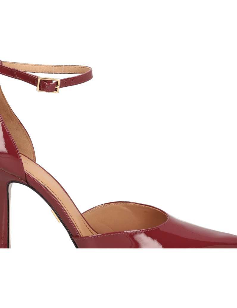 Kazar-Kastanienbraune-halboffene-Pumps-aus-Lac-rot