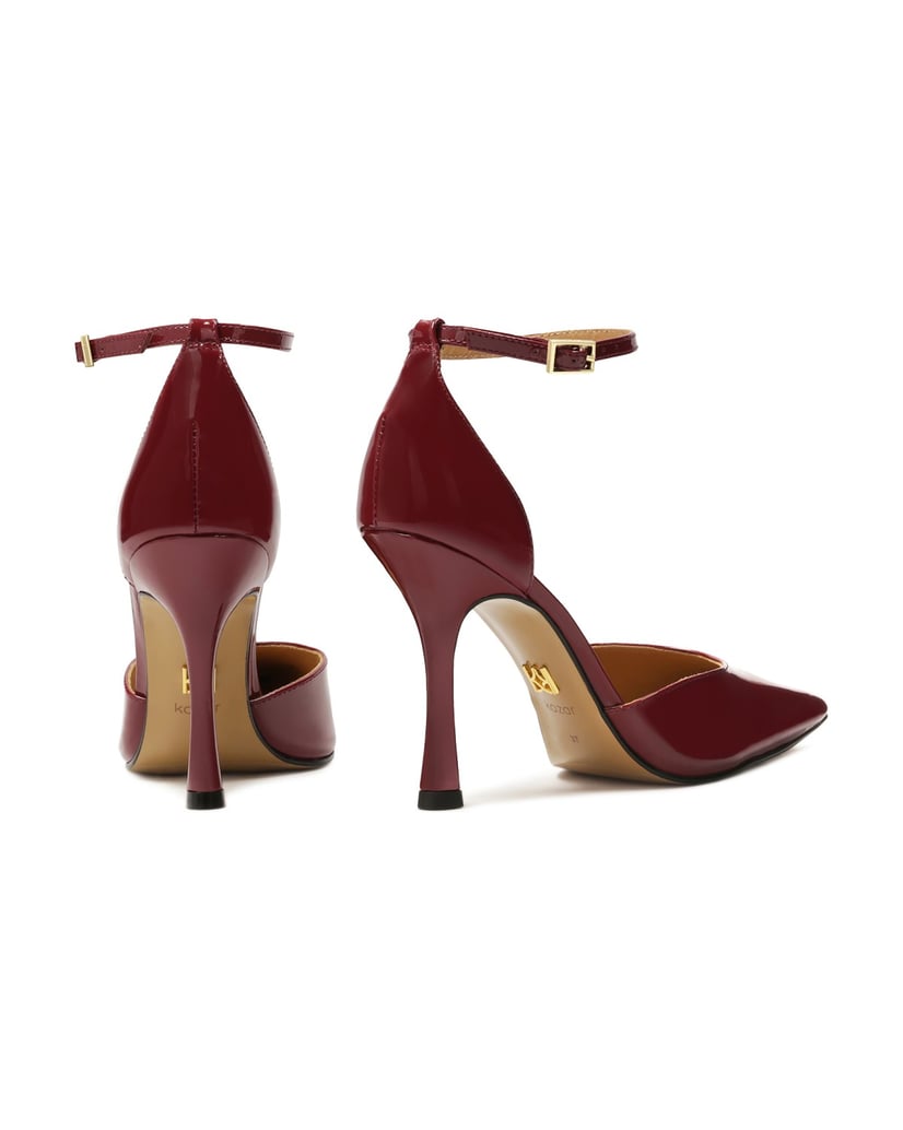 Kazar-Kastanienbraune-halboffene-Pumps-aus-Lac-rot