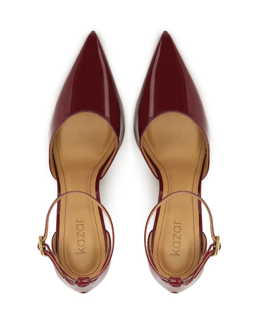 Kazar-Kastanienbraune-halboffene-Pumps-aus-Lac-rot