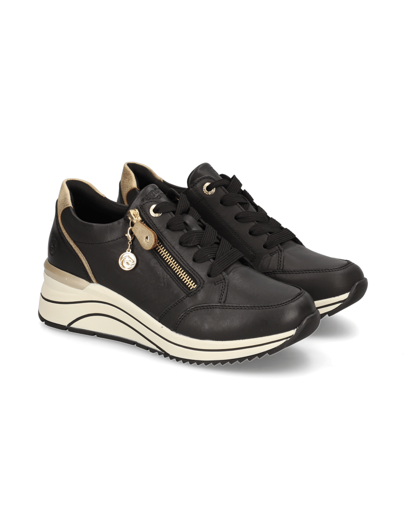Remonte-Lederkombination-Sneaker-schwarz