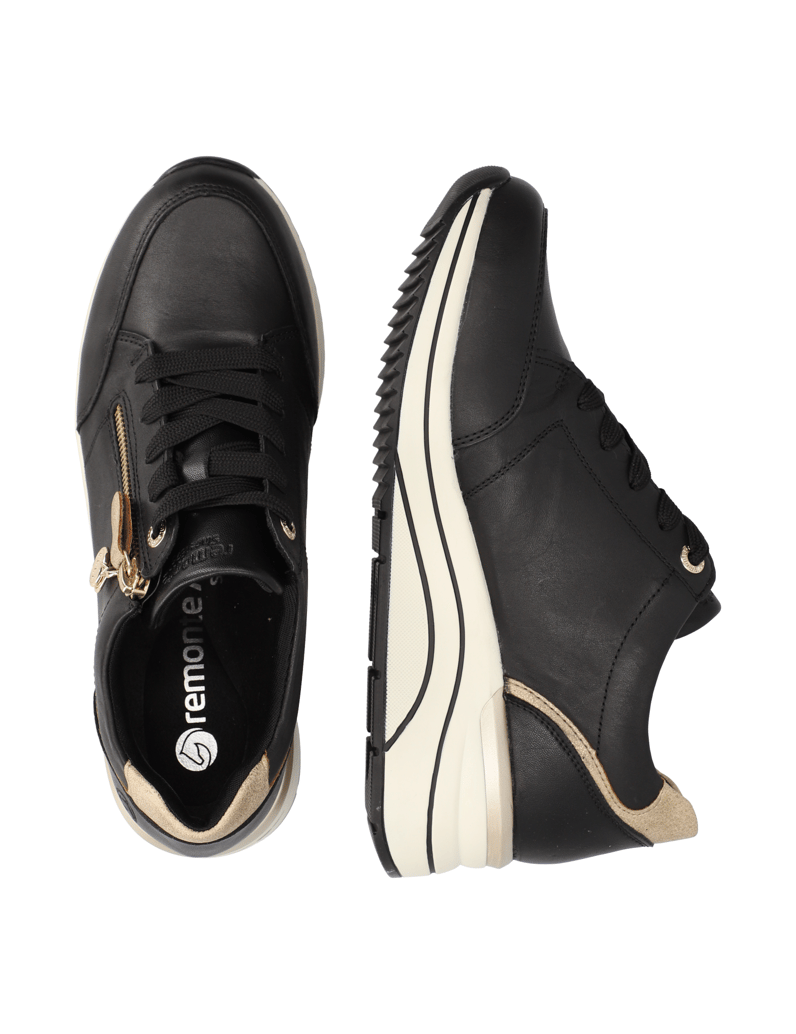 Remonte-Lederkombination-Sneaker-schwarz