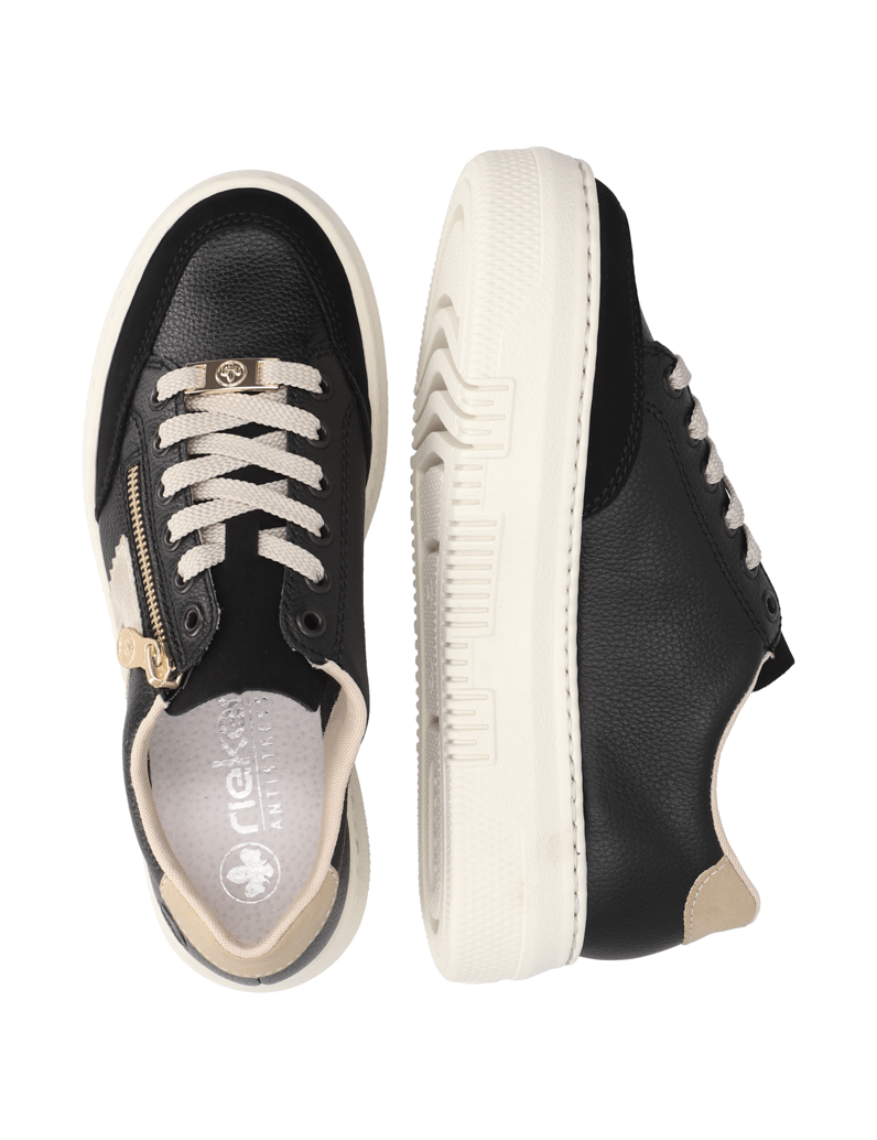 Rieker-Lederkombination-Sneaker-schwarz