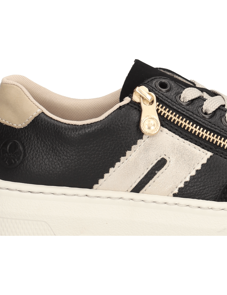 Rieker-Lederkombination-Sneaker-schwarz