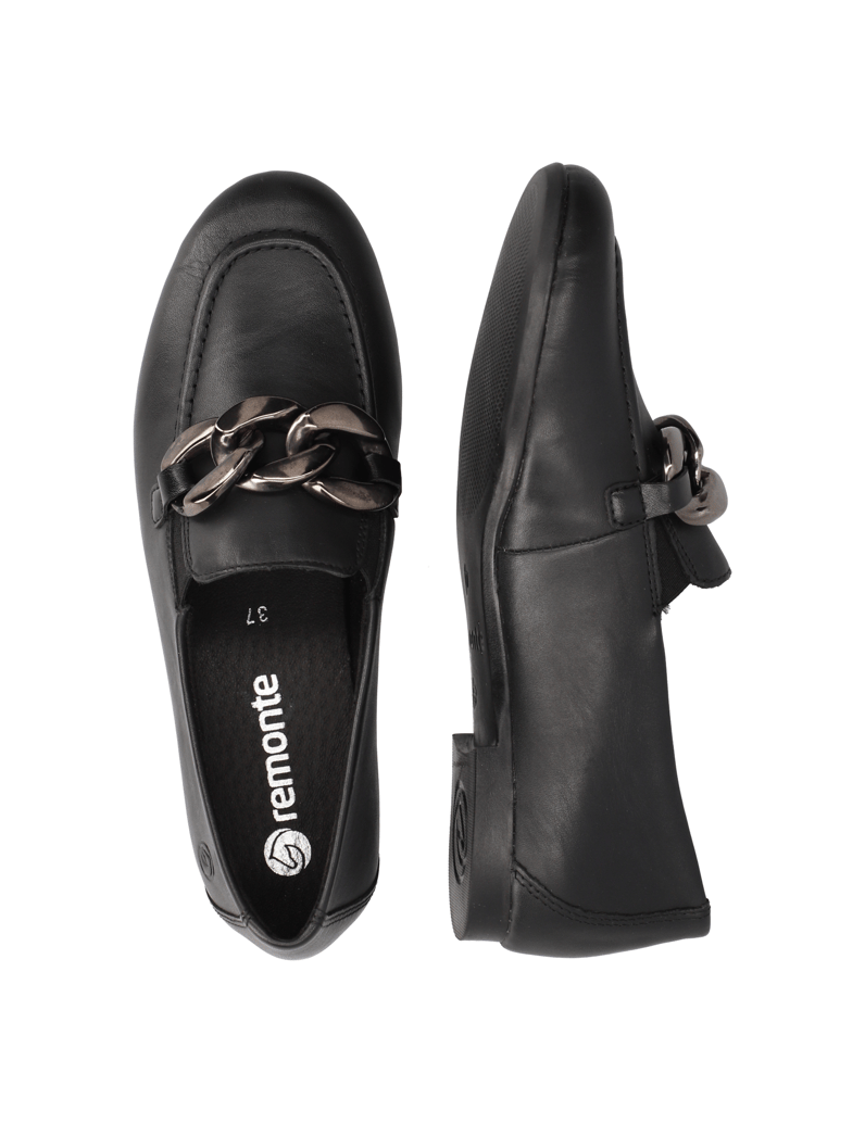 Remonte-Glattleder-Slipper-schwarz