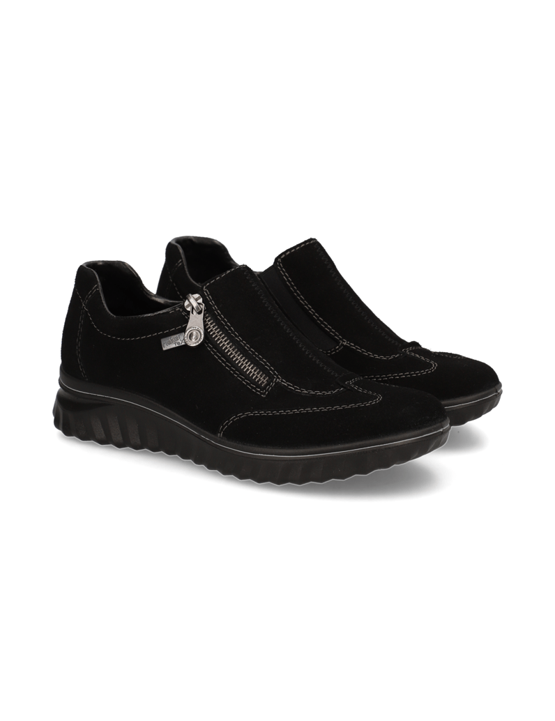 Rieker-Veloursleder-Slipper-schwarz
