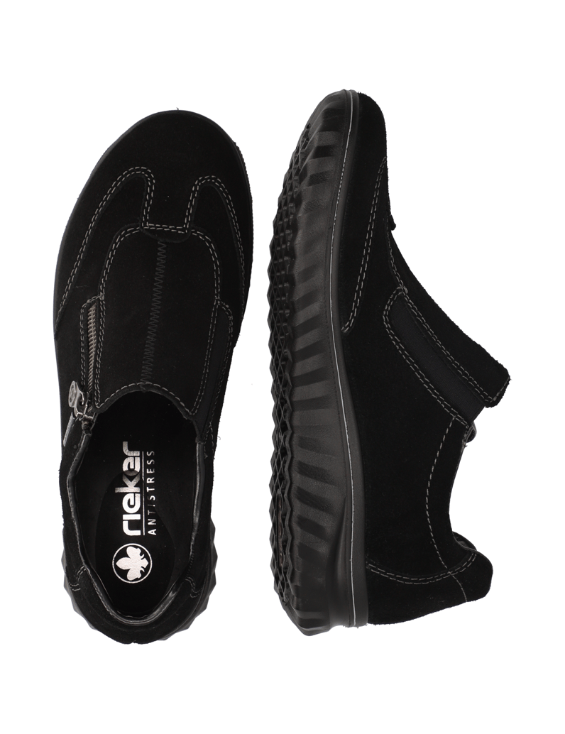 Rieker-Veloursleder-Slipper-schwarz