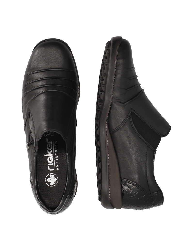 Rieker-Glattleder-Slipper-schwarz