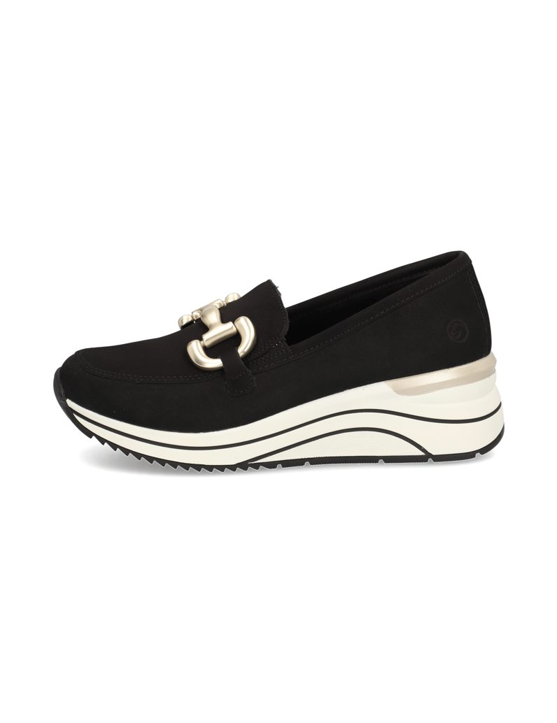 Remonte-Lederkombination-Slipper-schwarz