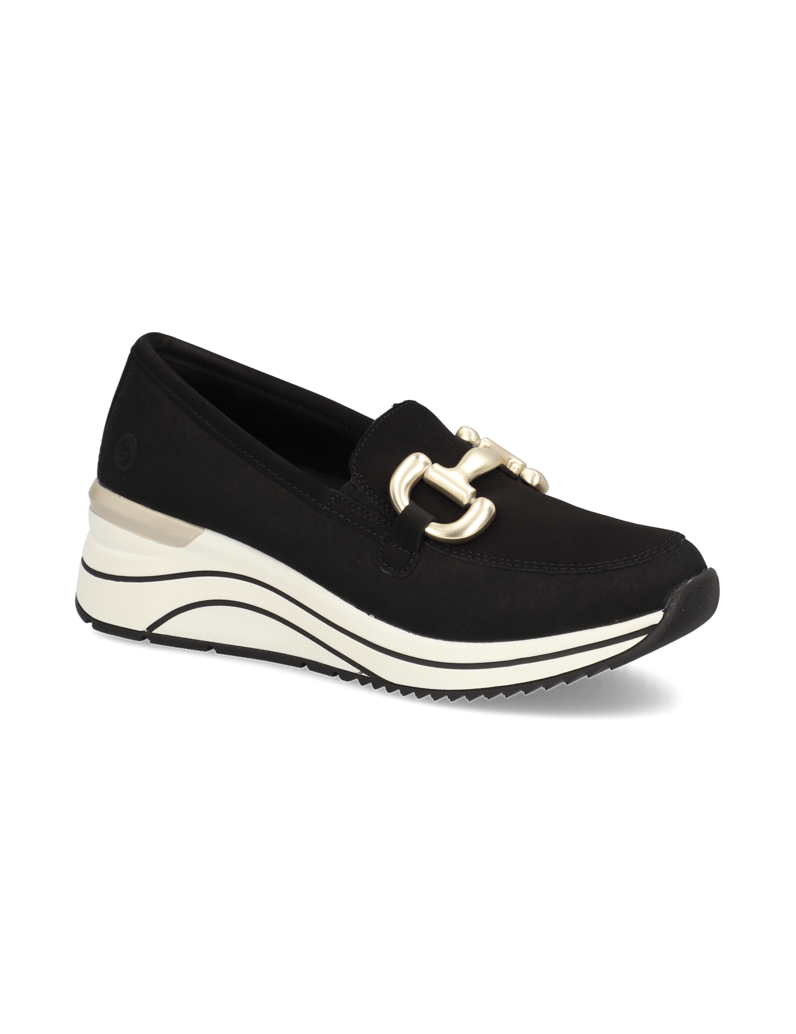 Remonte-Lederkombination-Slipper-schwarz