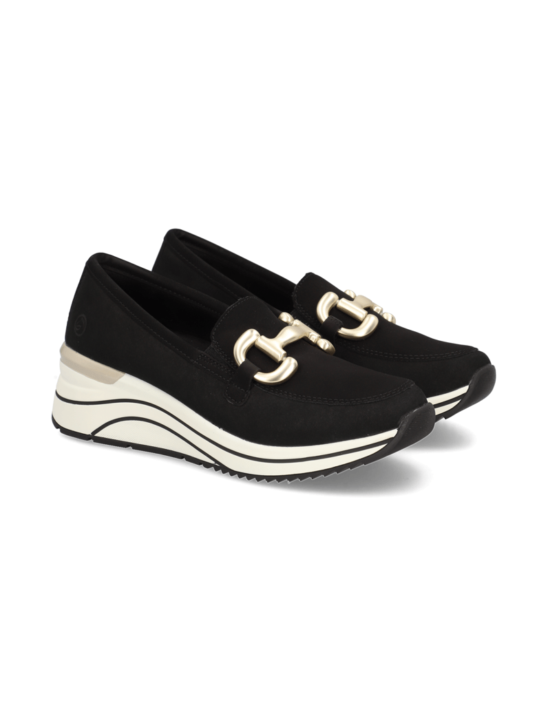 Remonte-Lederkombination-Slipper-schwarz