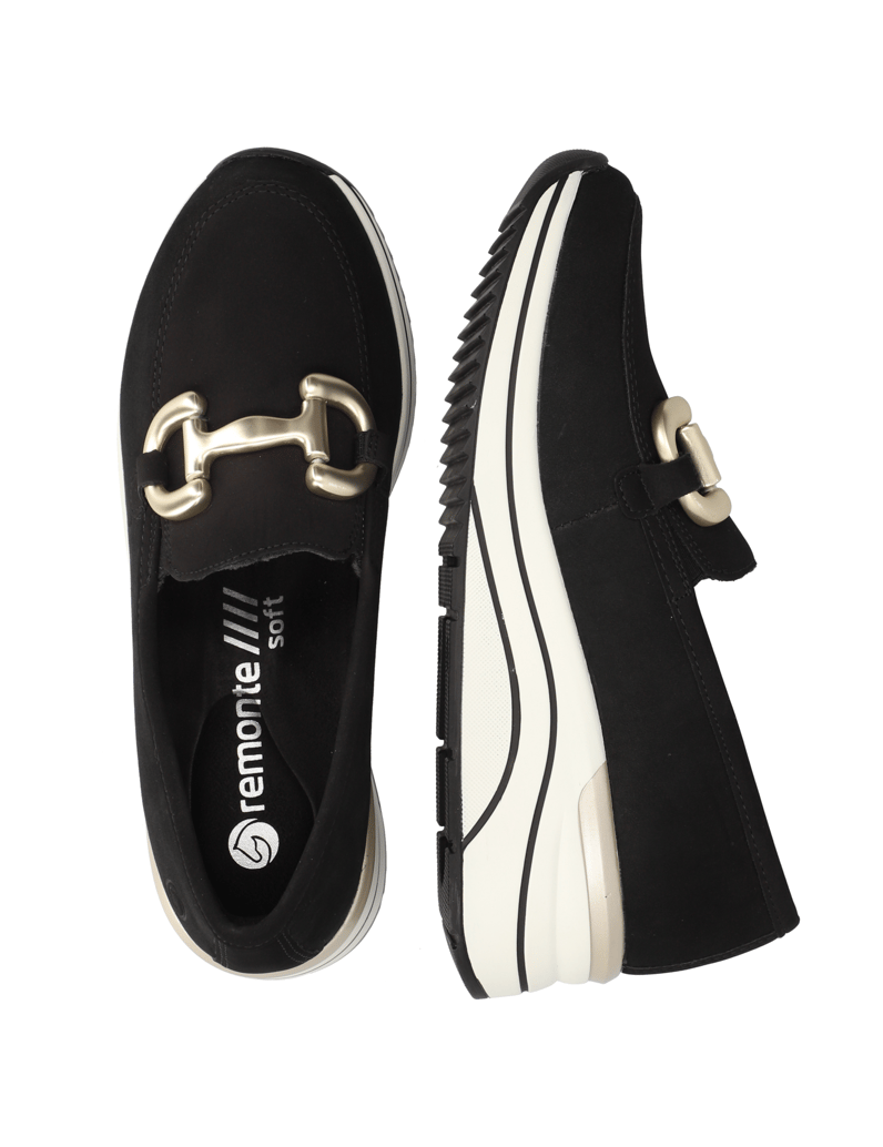 Remonte-Lederkombination-Slipper-schwarz