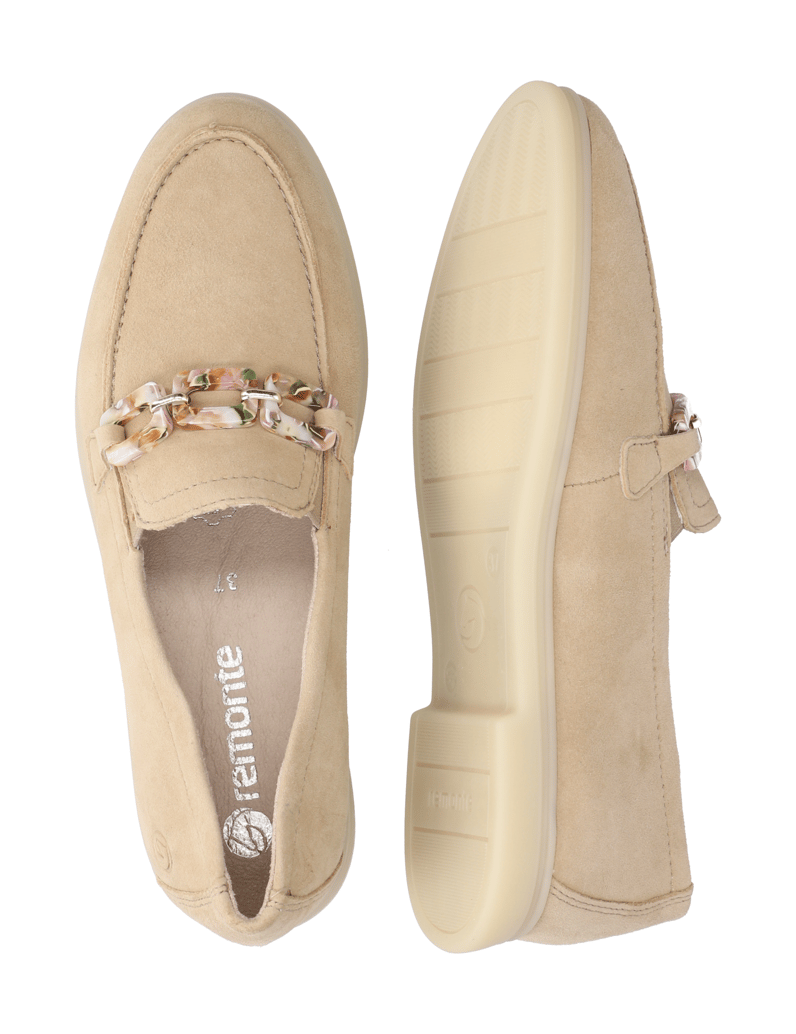Remonte-velúr-klasická-nazúvacia-obuv-béžová