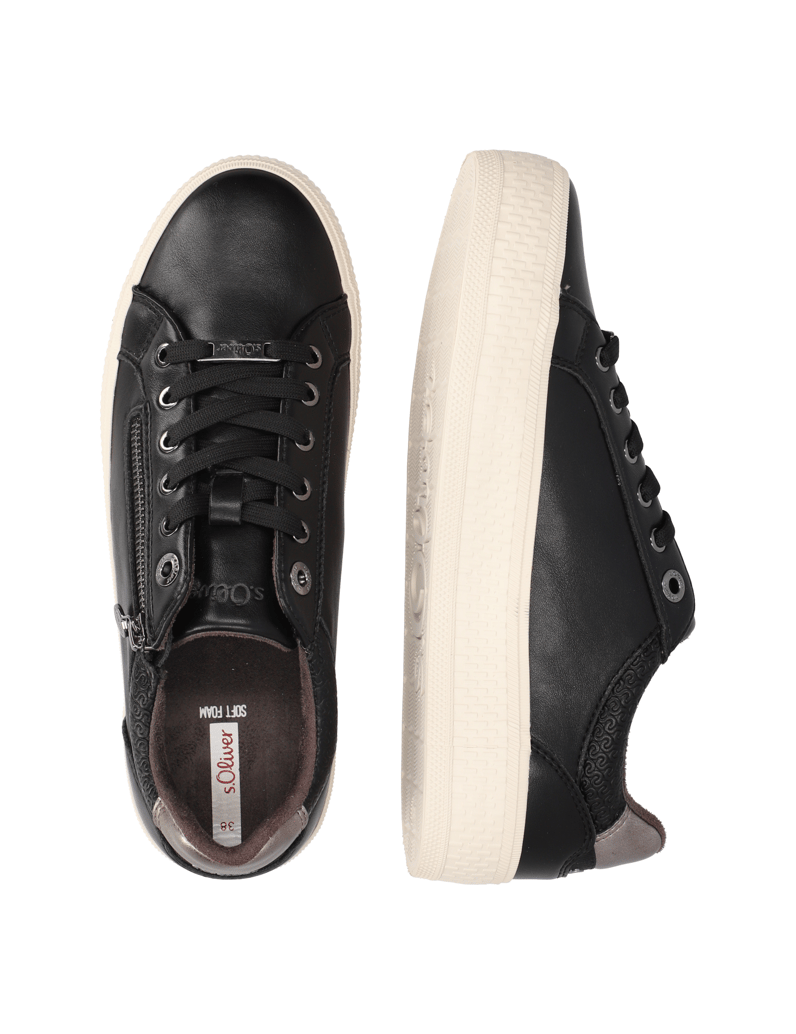 S.Oliver-Lederimitat-Sneaker-schwarz