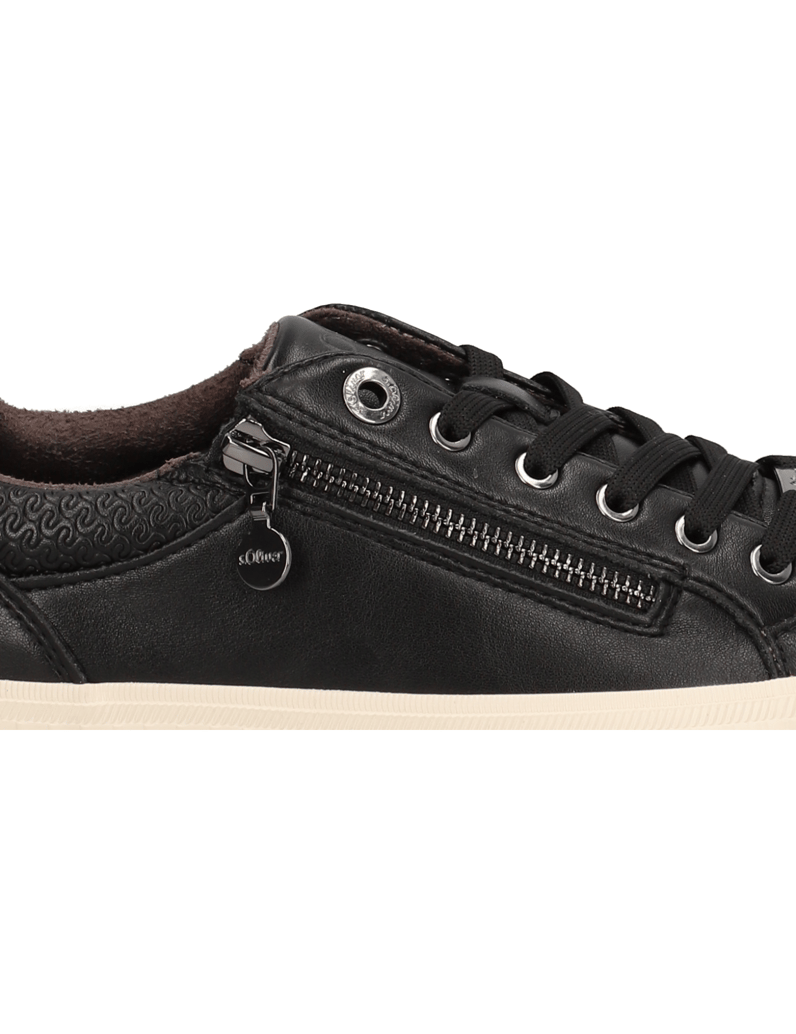 S.Oliver-Lederimitat-Sneaker-schwarz