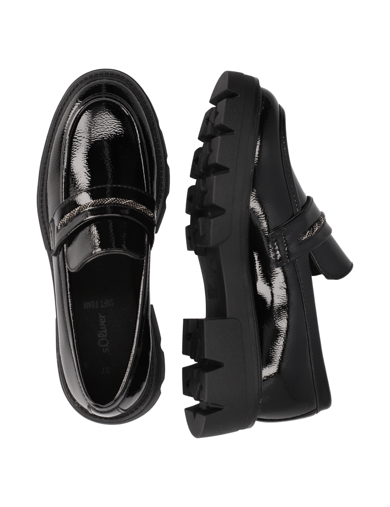 S.Oliver-Lederimitat-Slipper-schwarz