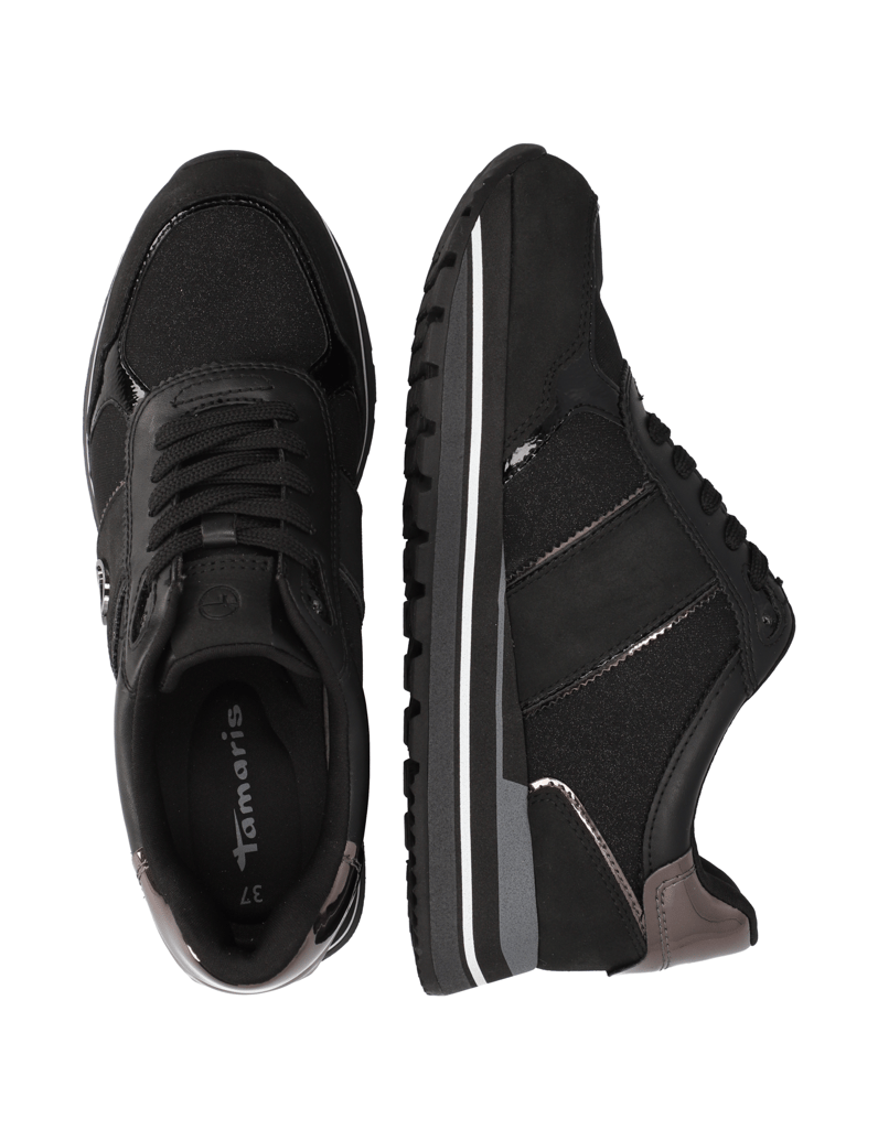 TAMARIS-Lederimitat-Sneaker-schwarz
