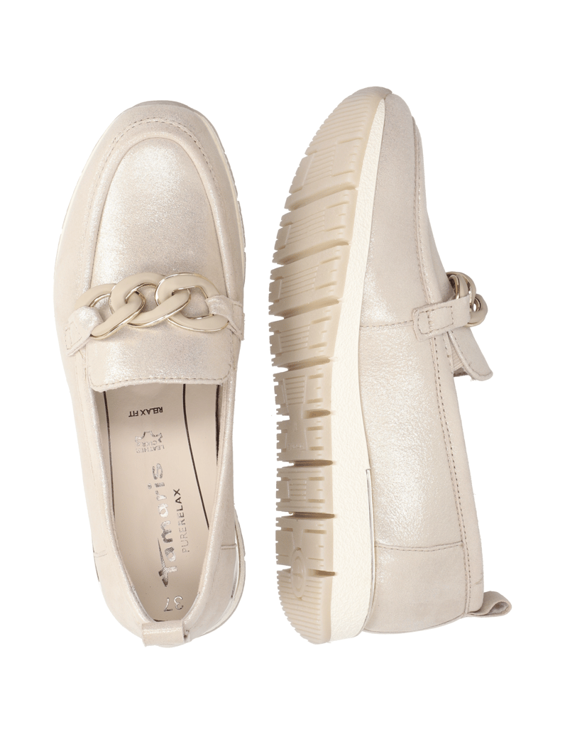 TAMARIS-gladko-usnje-športni-mokasini-zlata