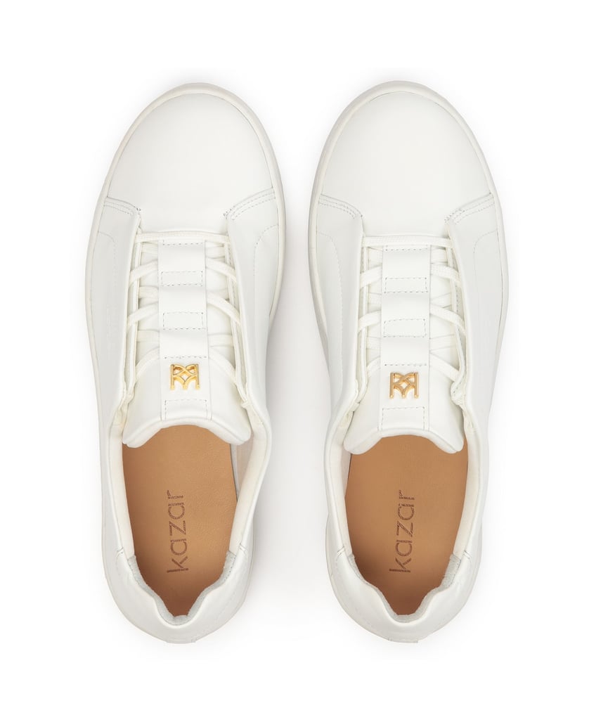 Kazar-White-sneakers-with-covered-lace-handles-biela