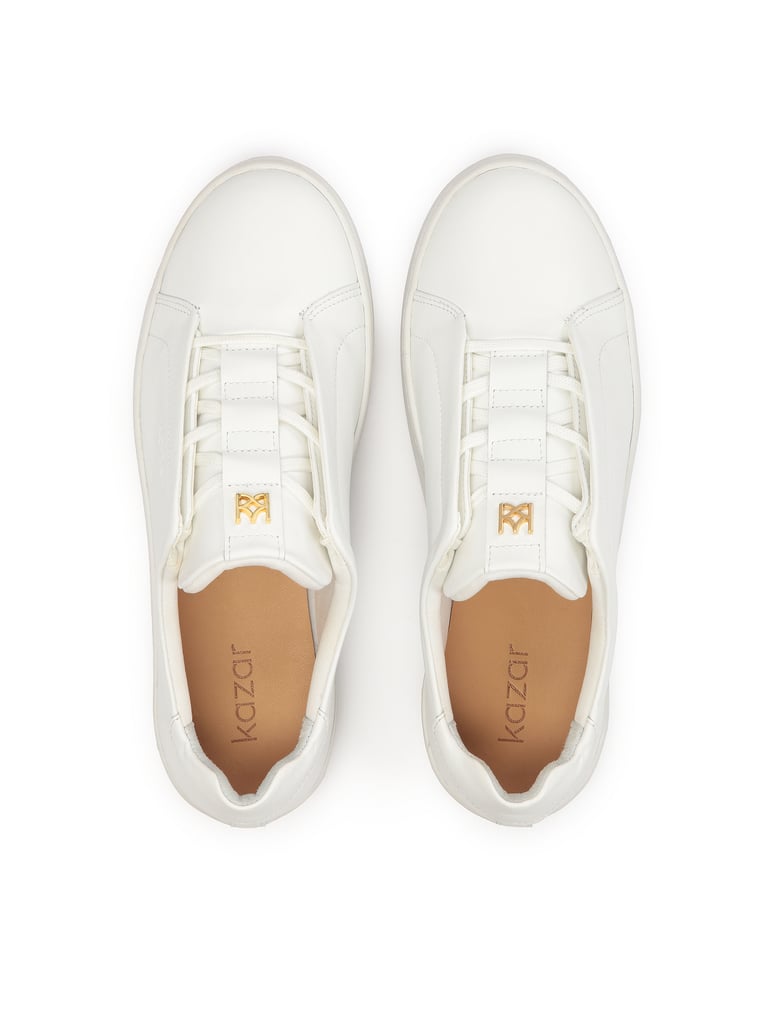 Kazar-White-sneakers-with-covered-lace-handles-biela