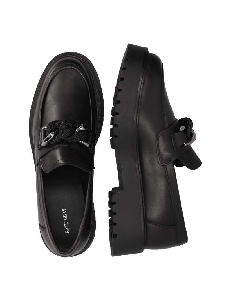 Kate-Gray-Glattleder-Slipper-schwarz