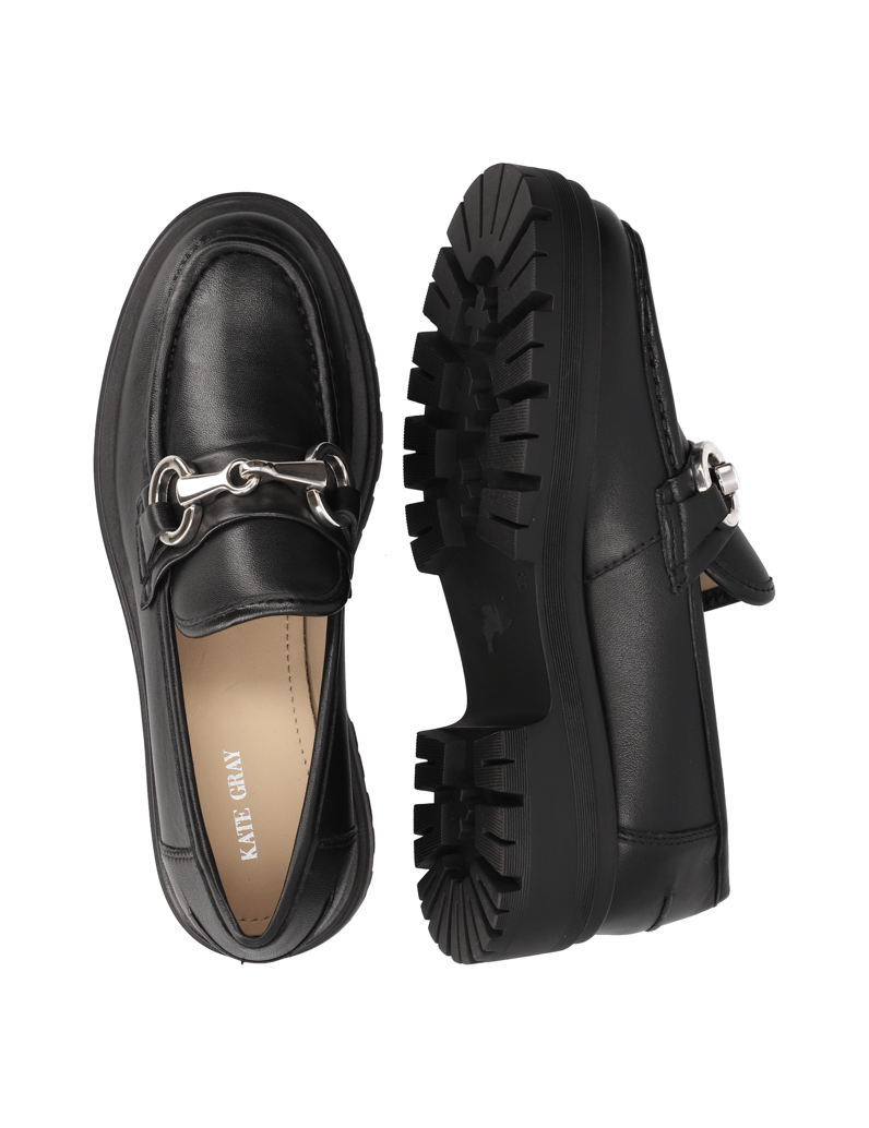 Kate-Gray-Glattleder-Slipper-schwarz