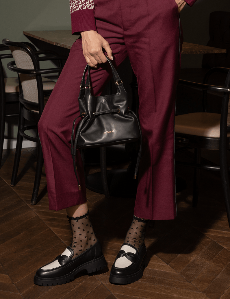 Kate-Gray-Glattleder-Slipper-schwarz