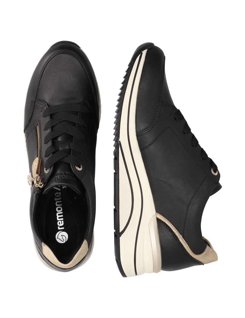 Remonte-Lederkombination-Sneaker-schwarz