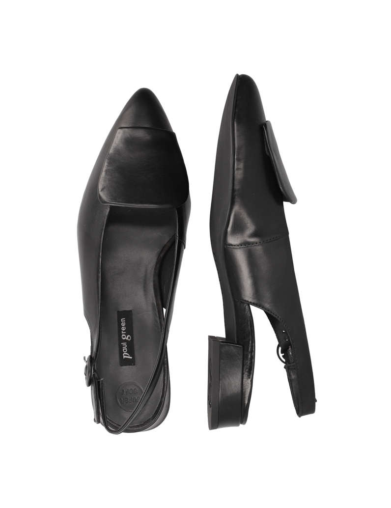 PAUL-GREEN-gladko-usnje-zadaj-odprti-salonarji-črna