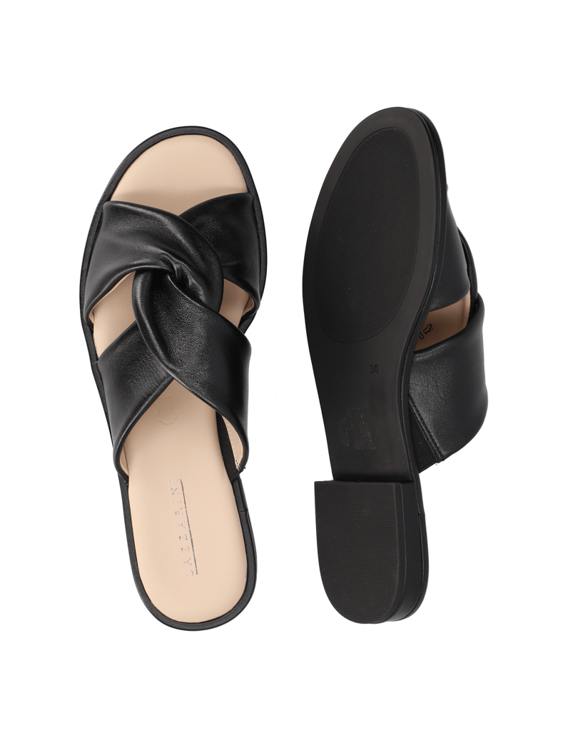 Lazzarini-Glattleder-Pantoffel-schwarz