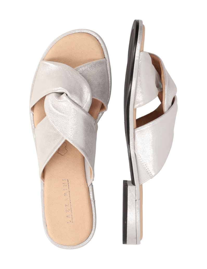 Lazzarini-Glattleder-Pantoffel-silber