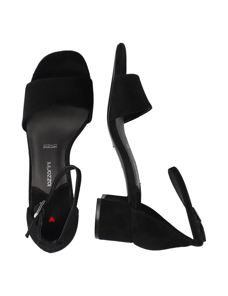 Lazzarini-velúr-Sandále-čierna