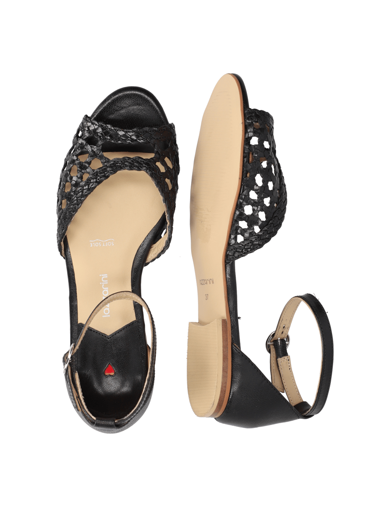 Lazzarini-Glattleder-Sandale-schwarz