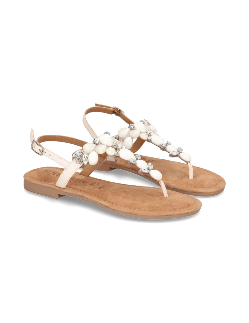 TAMARIS-hladká-kůže-sandály-bílá