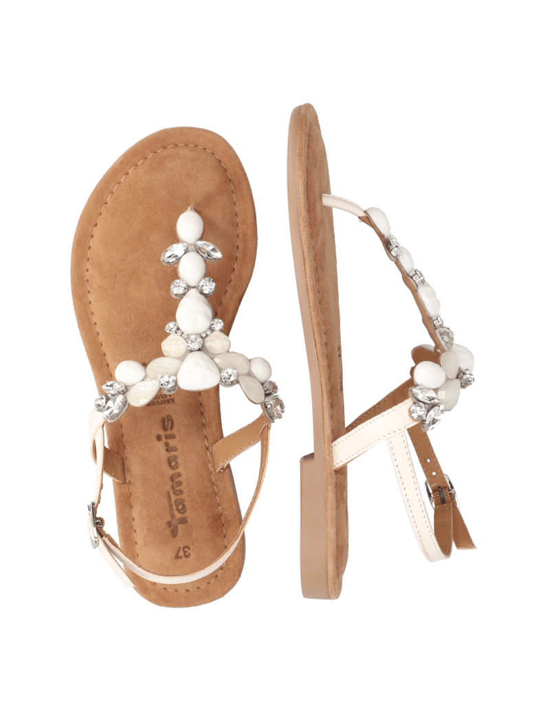 TAMARIS-hladká-kůže-sandály-bílá