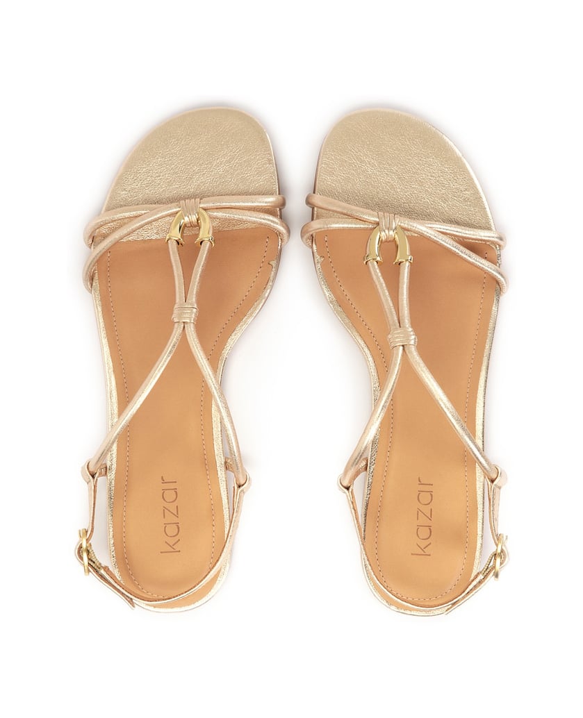 Kazar-Bequeme-goldene-Sandalen-mit-Metallverzi-gold