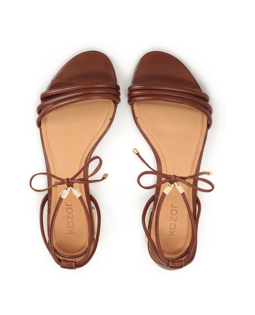 Kazar-Flache-braune-Sandalen-mit-einem-Riemen-braun