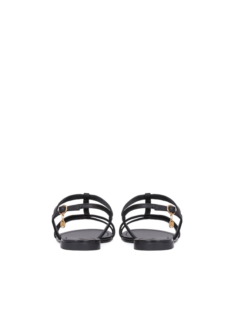 Kazar-Ladies-black-flat-sole-sandals-černá