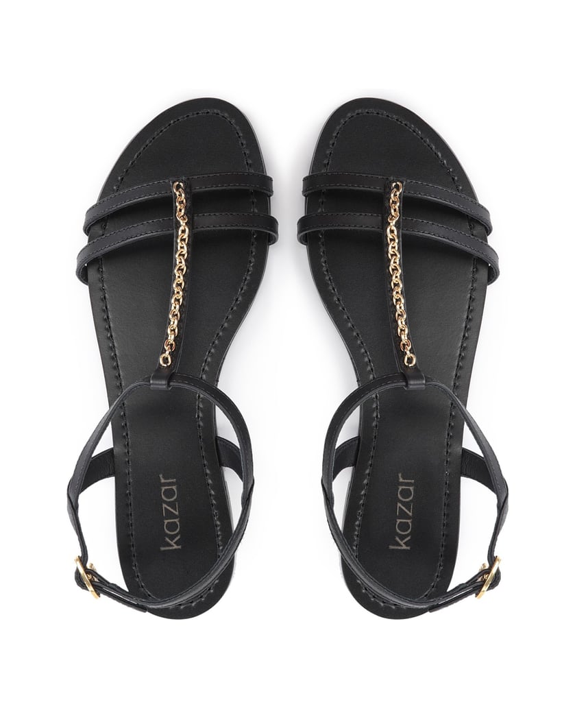 Kazar-Ladies-black-flat-sole-sandals-černá