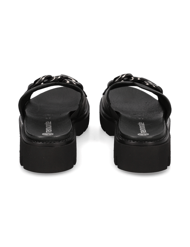 Remonte-Glattleder-Pantoffel-schwarz