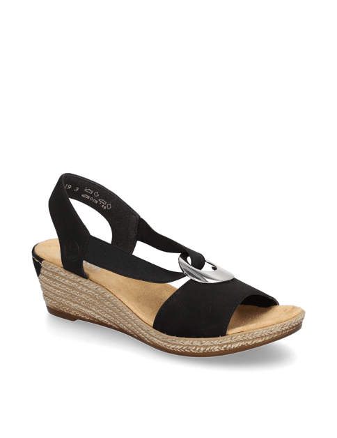 

Sandále na klinovom podpätku, Čierna