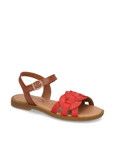 

hladká koža Sandále, Červená