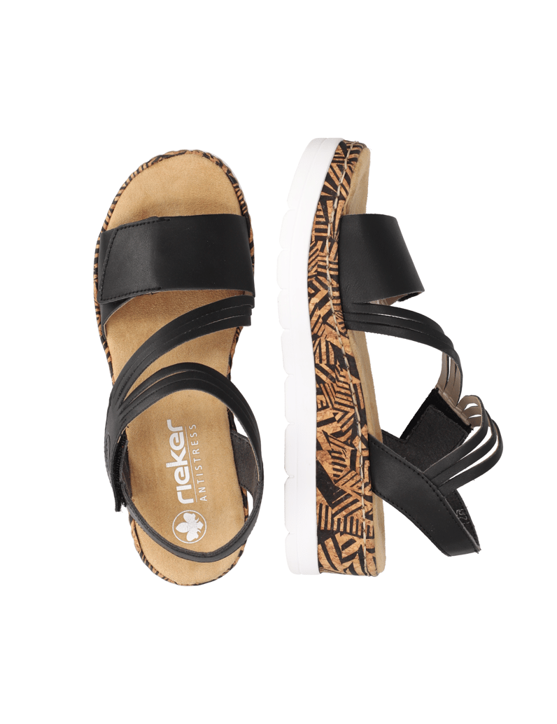 Rieker-Keilsandale-schwarz