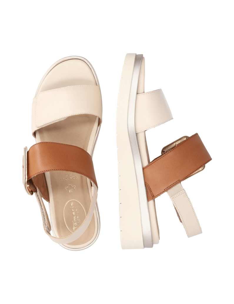 TAMARIS-Comfort-Glattleder-Keilsandale-beige