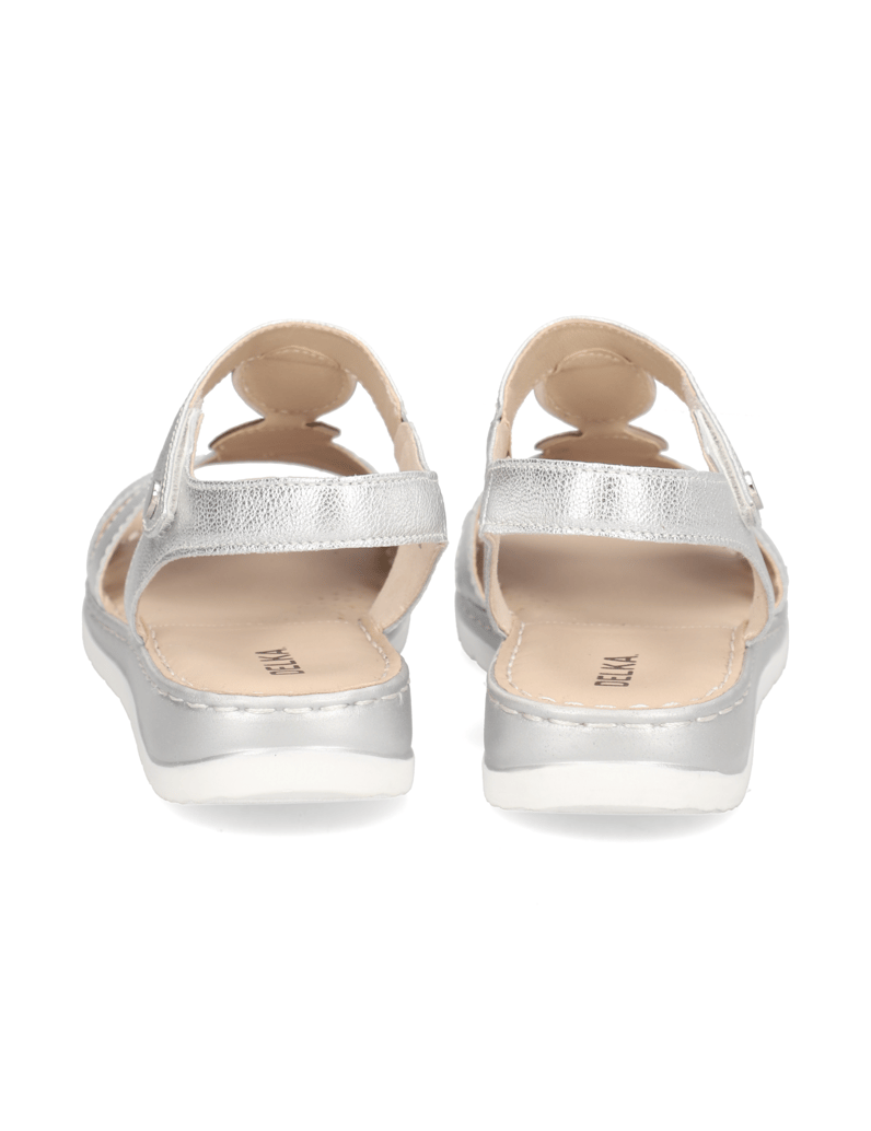 DELKA-hladká-kůže-sandály-stříbrná